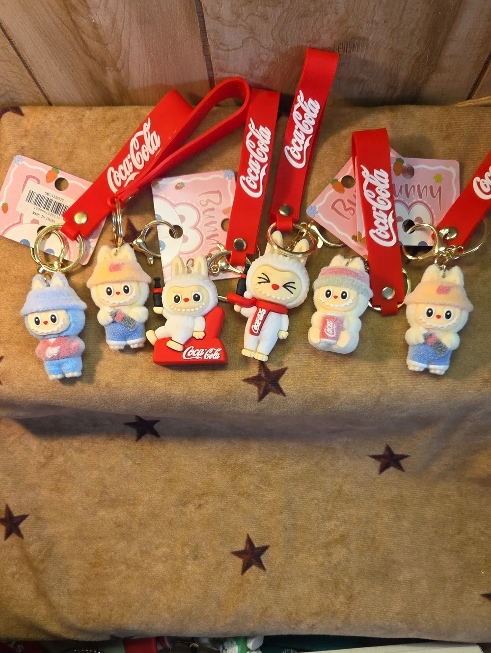 6 For 25 Coca-Cola Red Labubu Logo Character Keychain Set Or Backpack Charms - Picture 1 of 3